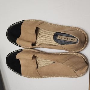 Zara woman’s two tone suede leather espadrilles flats